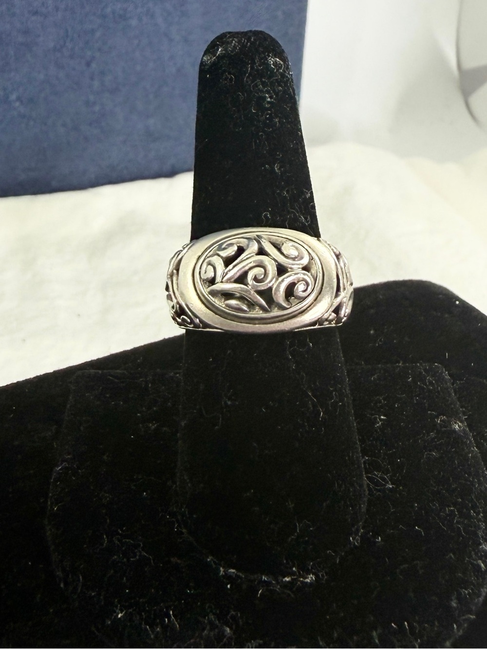 BRIGHTON Vintage Sterling Silver Open Swirl Filigree Wide Dome Ring; SIZE 7.5